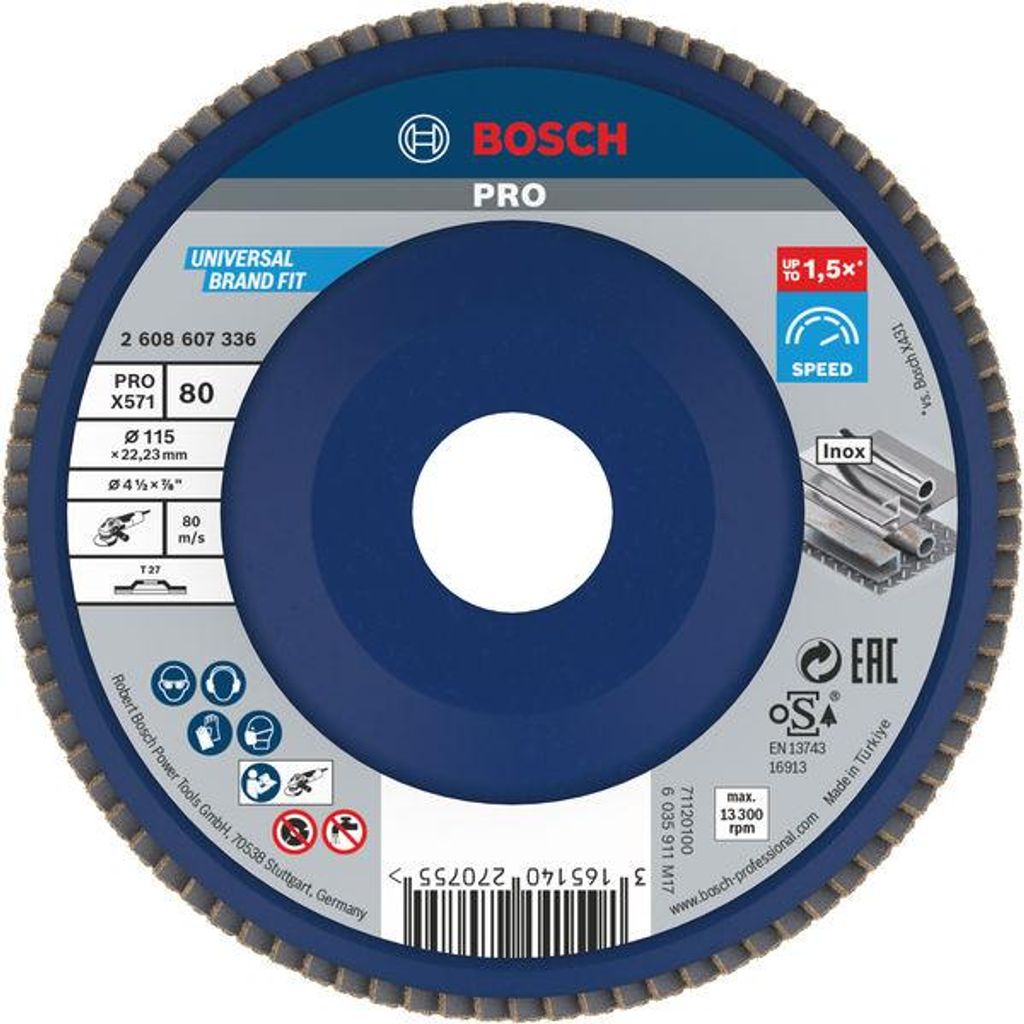 PRO X571 Fächerschleifscheibe, gerade, 115 mm, K80