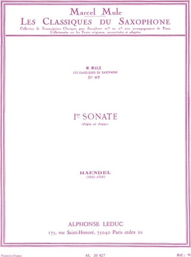 Sonate no.1 pour flute et piano pour saxophone alto et piano Mule, M., ed