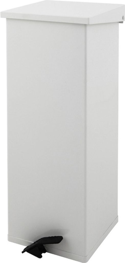 Eckiger feuerfester Pedal-Abfallbehälter Haiti mit Softclose Deckel |65 Liter, HxBxT 80x30x30 | Weiß