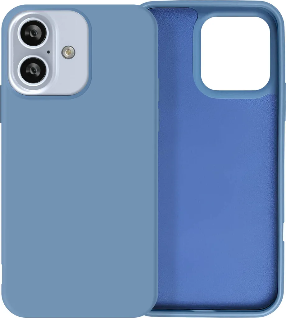Cover Avizar iPhone 16 Blu Chiaro: Custodia Silicone Semirigida Soft-Touch