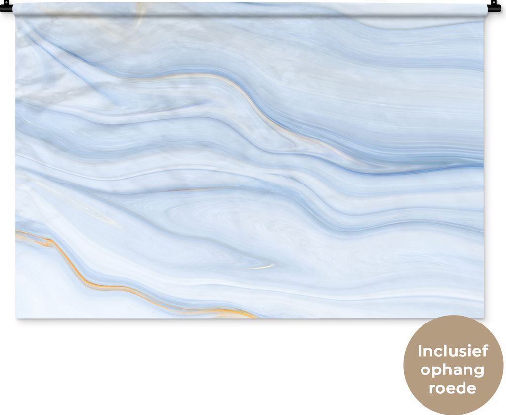 MuchoWow Wandteppich Wandbehang Marmor - Welle - Blau - Muster - Marmoroptik - Pastell 120x80 cm Tapisserie Dekoration Wandtuch - Wanddekoratione...