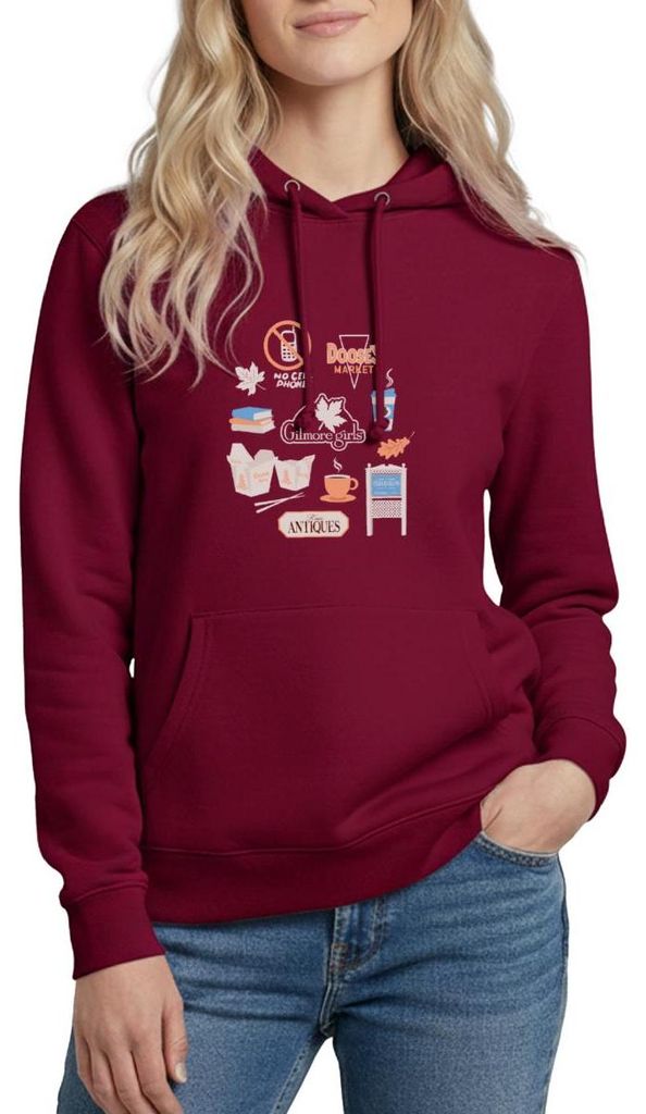Spreadshirt Gilmore Girls Essentials Collage Pastell Damen Hoodie, XL, Bordeaux