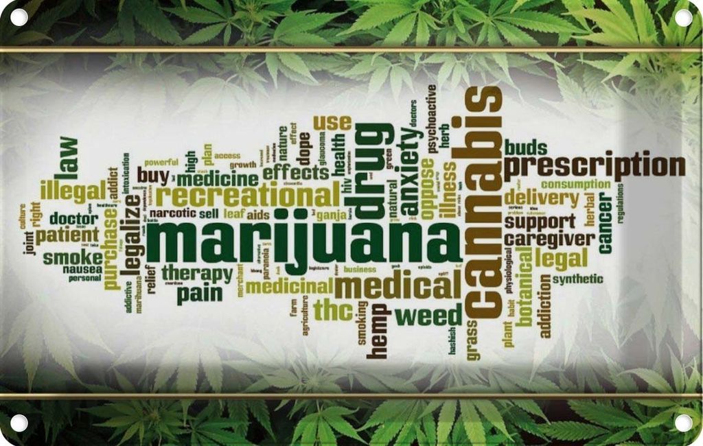 vianmo Blechschild 12x18 cm Cannabis Marijuana therapy pain smoke