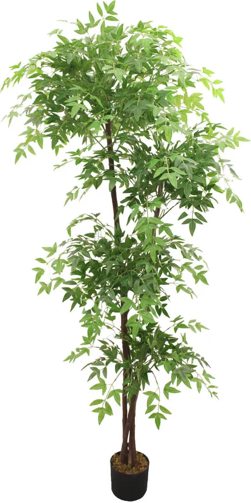 Rebecca Mobili Pianta artificiale di Nandina Zamrud 150x50x50 PEVA Legno Verde Marrone