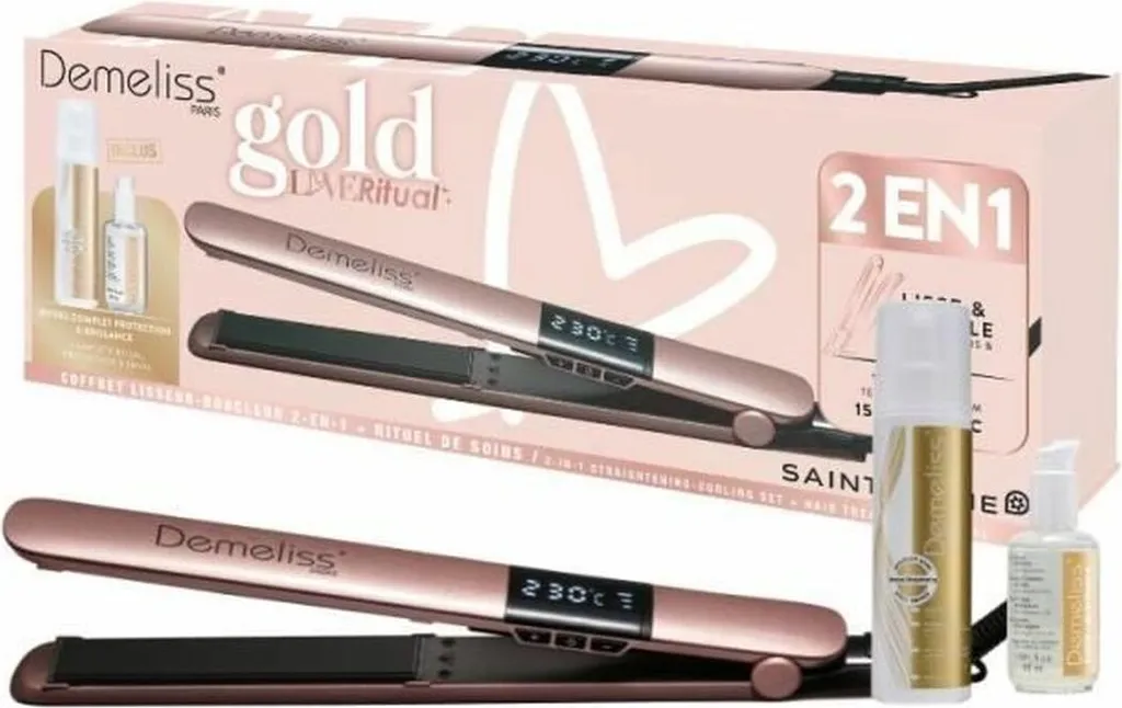 Fer à lisser Anti-Frisottis Saint-Algue Demeliss Gold Love 25x120 mm