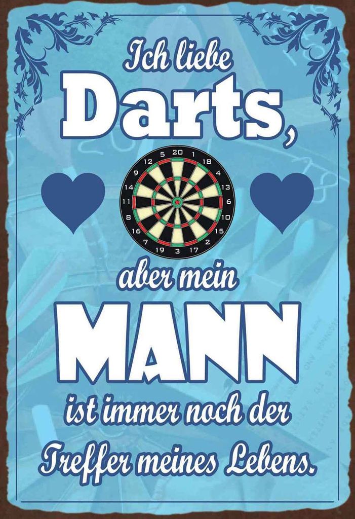vianmo Holzschild 18x12 cm ich liebe Darts aber mein Mann Sport Hobby