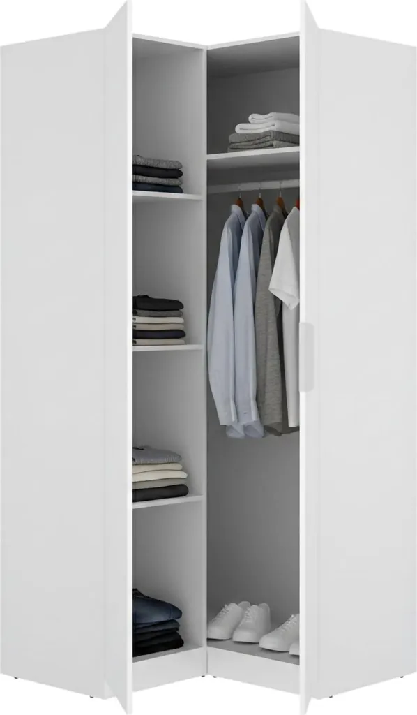 Armoire de Chambre Blanche 2 Portes Luber avec Dressing Porte-manteaux