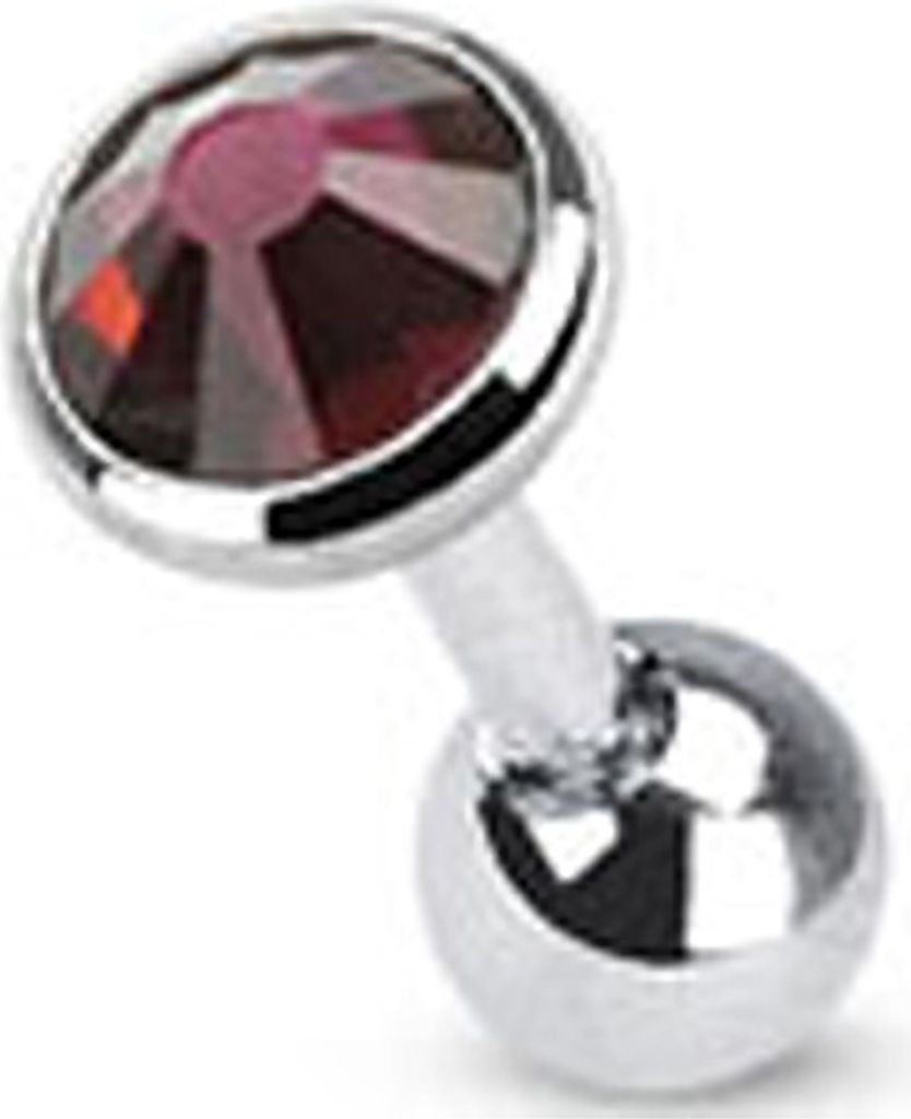 Tragus Helix Cartilage Ohr Piercing Zirkonia Stecker Barbell Kristalle Chirurgenstahl Autiga silber-violett Kugel Ø 4 mm