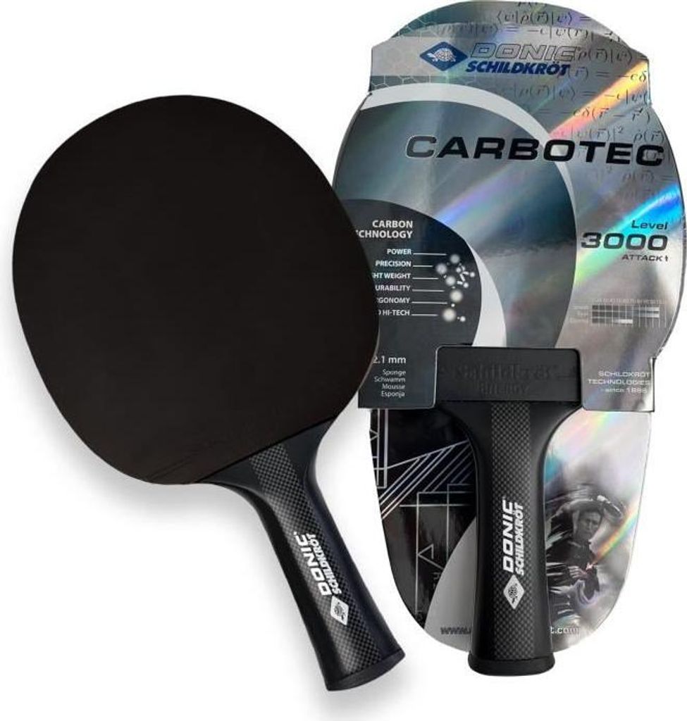 Tischtennisschläger , Schildkröt CarboTec 3000, 50% Carbon, Energy Belag, QRC System, Schwarz
