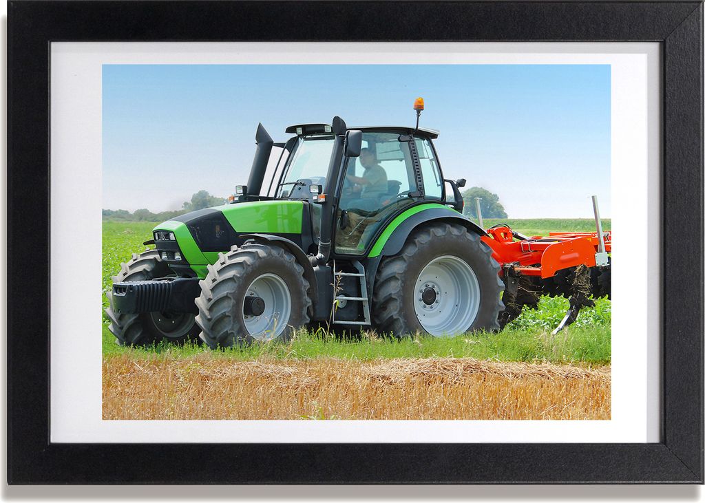Bild 30x20 MDF-Rahmen, Wandkunst Traktor auf dem Feld