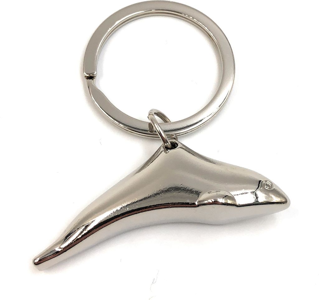 Onwomania Schlüsselanhänger Wal Fisch Delfin Silber Metall Anhänger Charm