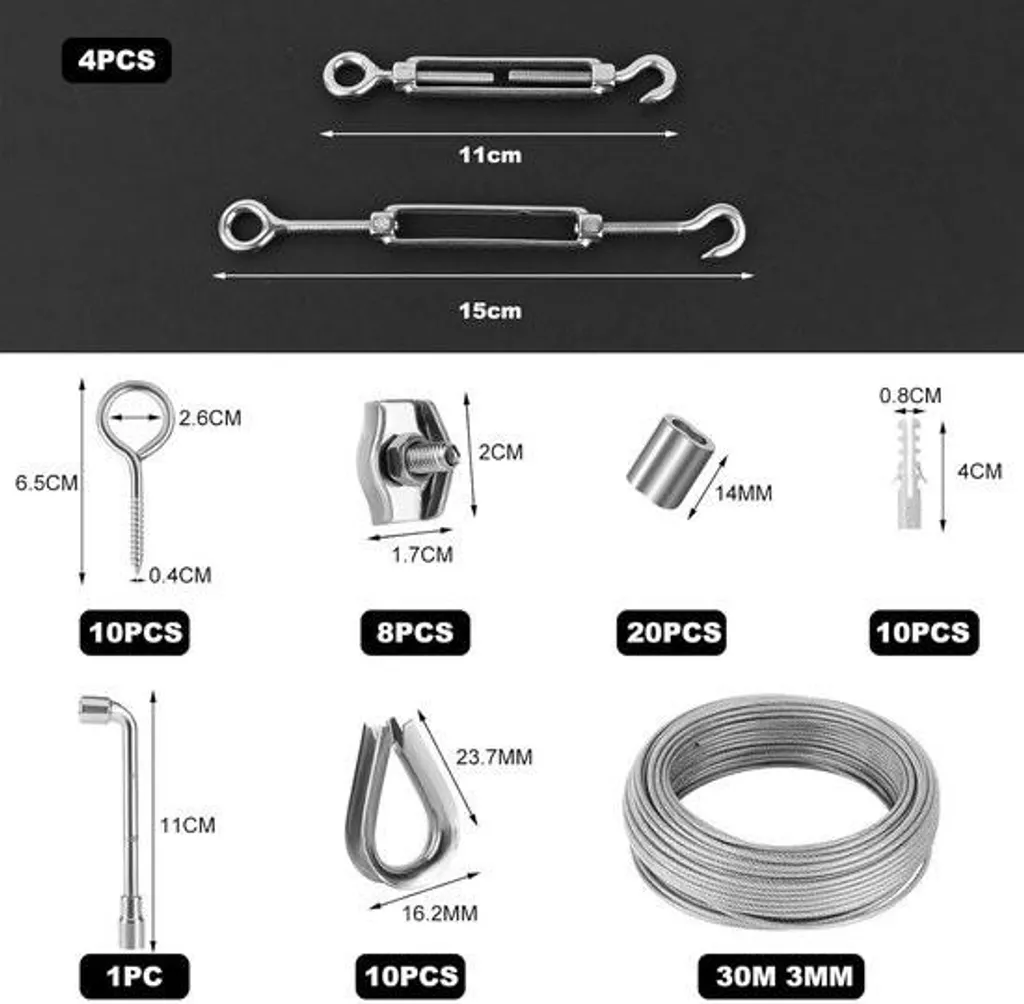 Câble Tendeur en Inox de 30 Mètres pour Fixation Extérieure et Support