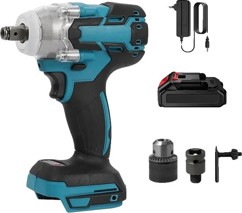 Chiave elettrica, coppia 520Nm, motore brushless, con 1*batteria