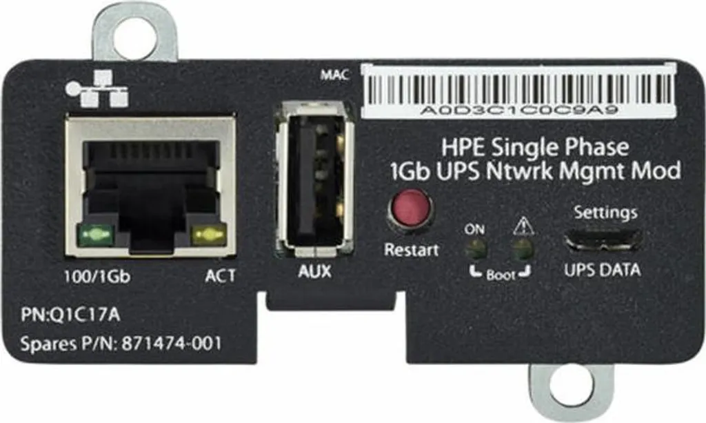 Carte de gestion réseau 1Gb pour onduleur monophasé HPE série ProLiant