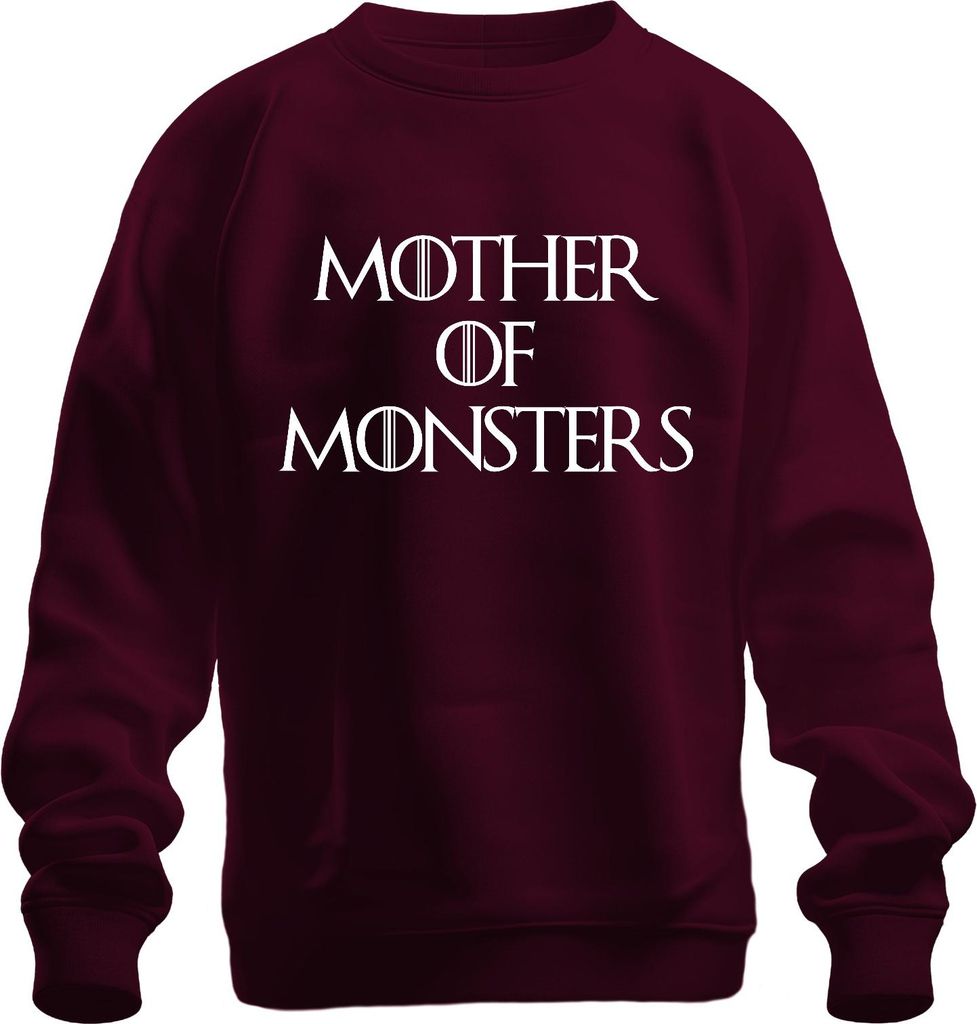 MOTHER OF MONSTERS Mutter Geschenk Serienfan Fantasy Halloween Uni Sweatshirt Pullover, Burgundy, M