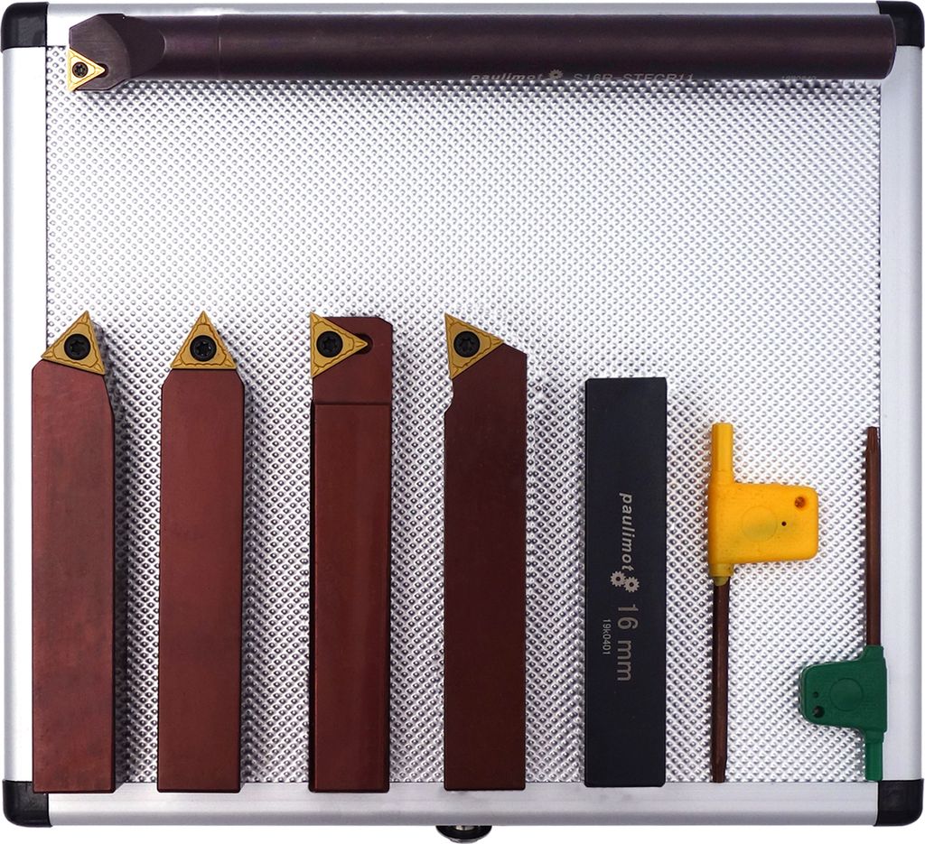 PAULIMOT Drehmeißel-Set mit Wendeplatten, 20 mm, 5-teilig inkl. Bohrstange Ø 16 mm