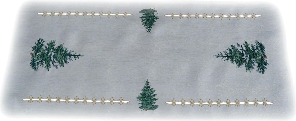 Tischwäsche Tischläufer Stickerei Tannenbaum mit Polyester Winter Weihnachten Deko 40 x 85 cm - ecru