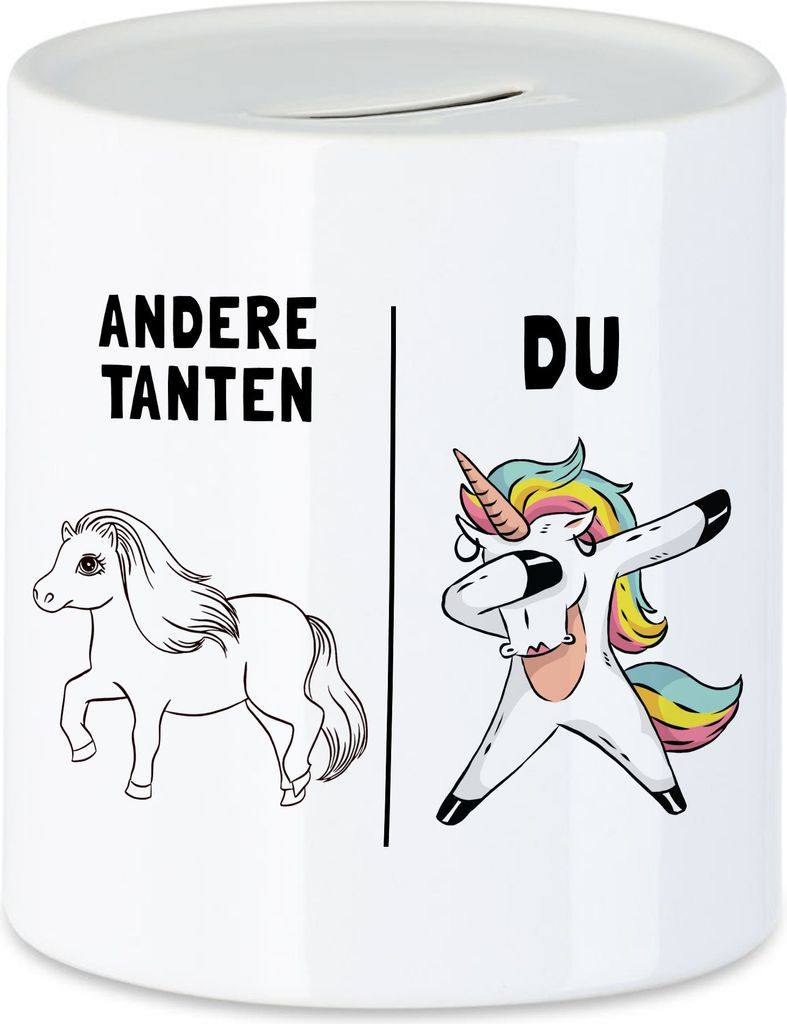 Andere Tanten Du Spardose beste Tante der Welt Geschenk Einhorn Geburtstag von Nichte & Neffe