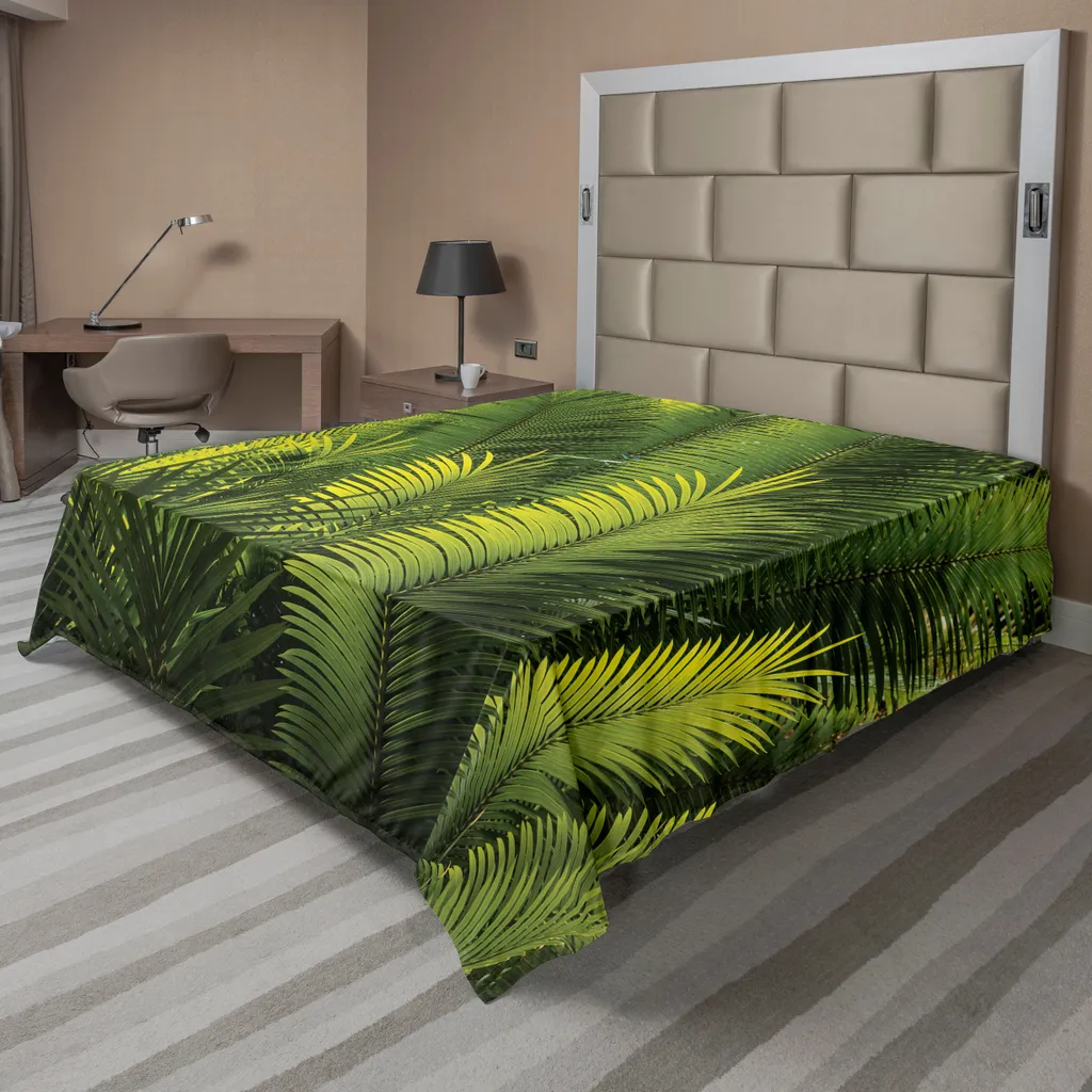 Drap Plat Tropical 275 x 260 cm en Microfibre Douce - Coloris Vert