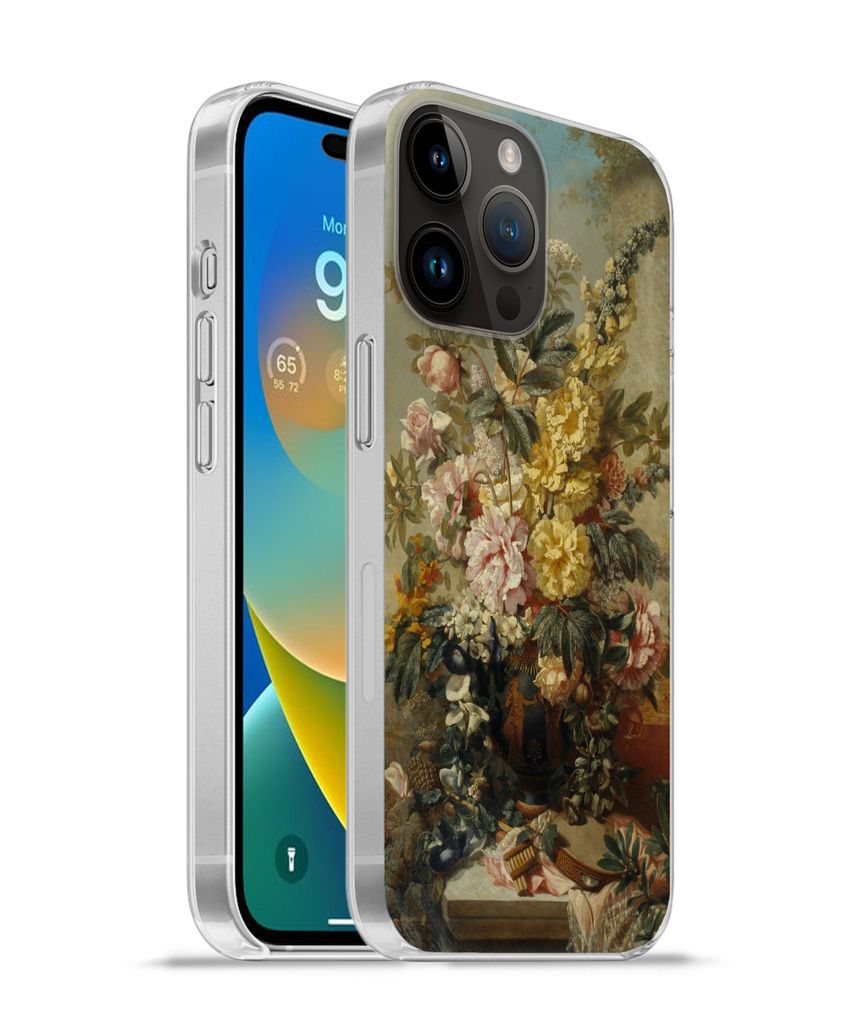 MuchoWow Handyhülle Schutzhülle Hülle für Apple iPhone 14 Pro - Softcase Große Vase mit Blumen - Alte Meister - Malerei Silikon Softcase Han...