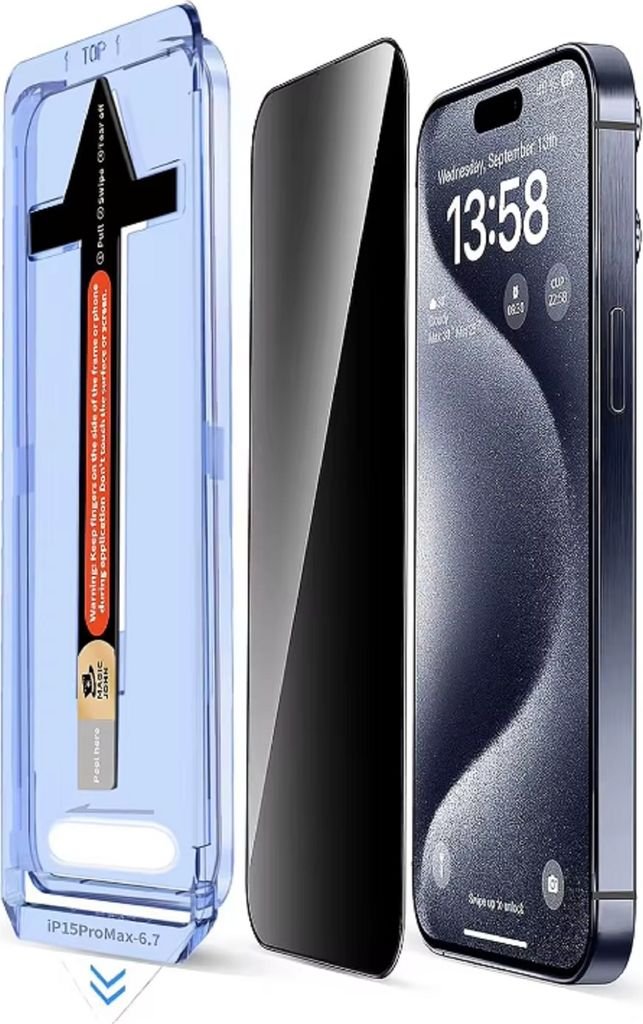 3x Blickschutz 9H Panzerglas für iPhone 15 Pro Max PRIVACY Produktbild