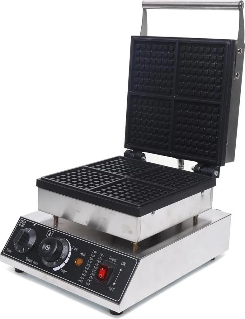 Gaufrier anti-adhésif sans résidus 4 gaufres carrées aluminium 1750W