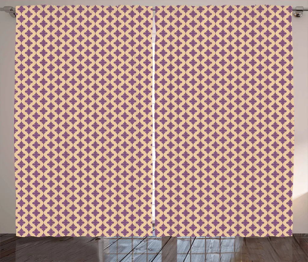 ABAKUHAUS Tenda rustica in stile vittoriano, motivi elaborati astratti, soggiorno Nastro universale Tende con passanti e ganci, 280 x 175 cm, lavanda e pesca