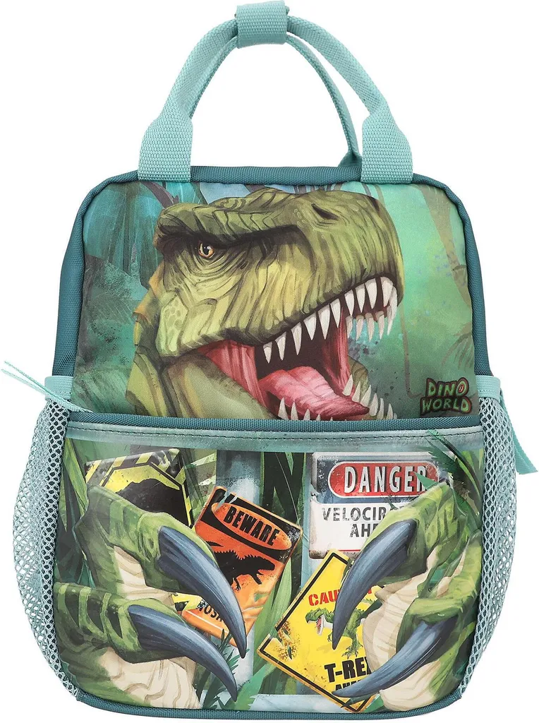 Sac à dos enfant Depesche Dino World DANGER bleu avec motifs de T-Rex