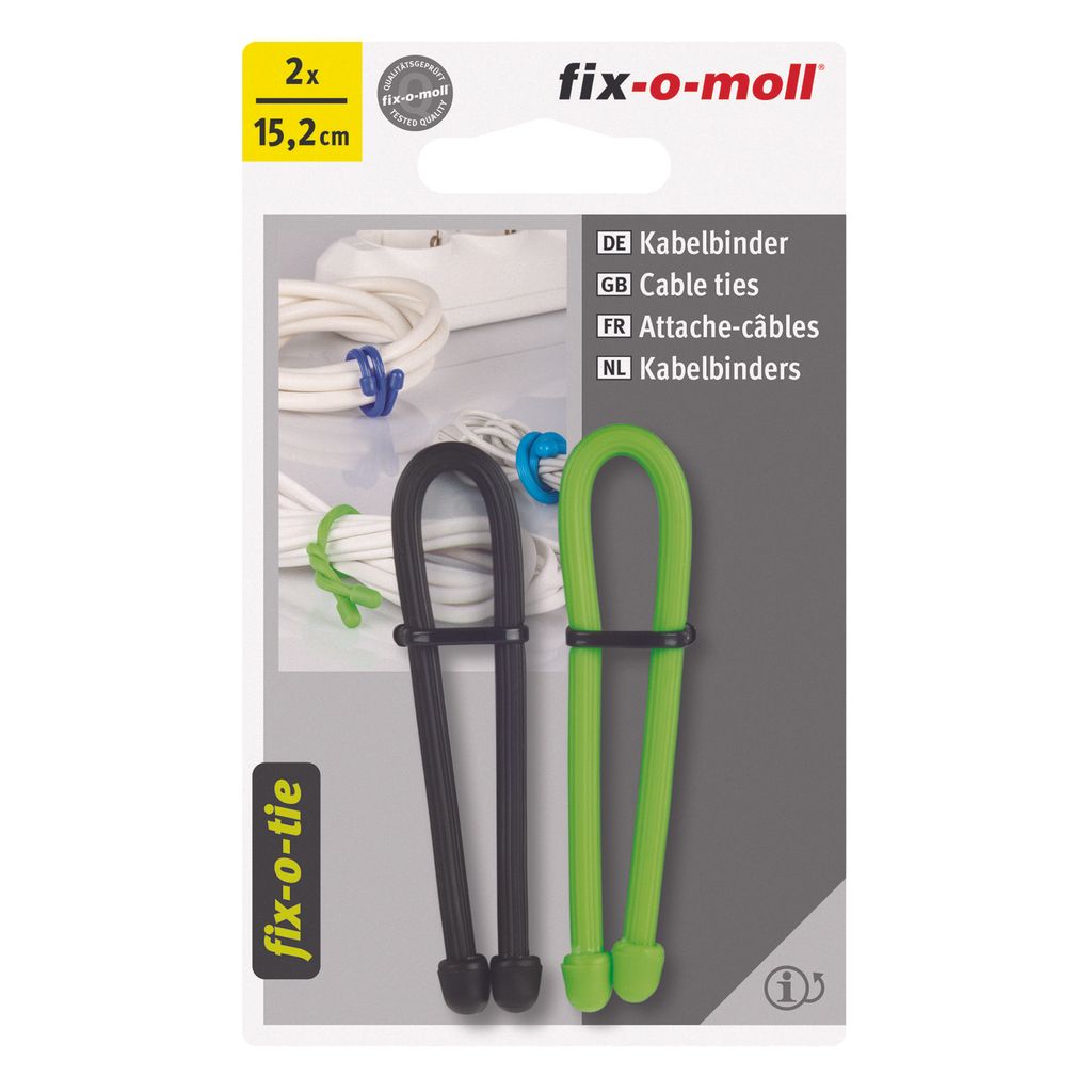 Kabelbinder lösbar fix-o-moll 152mm schwarz hellgrün