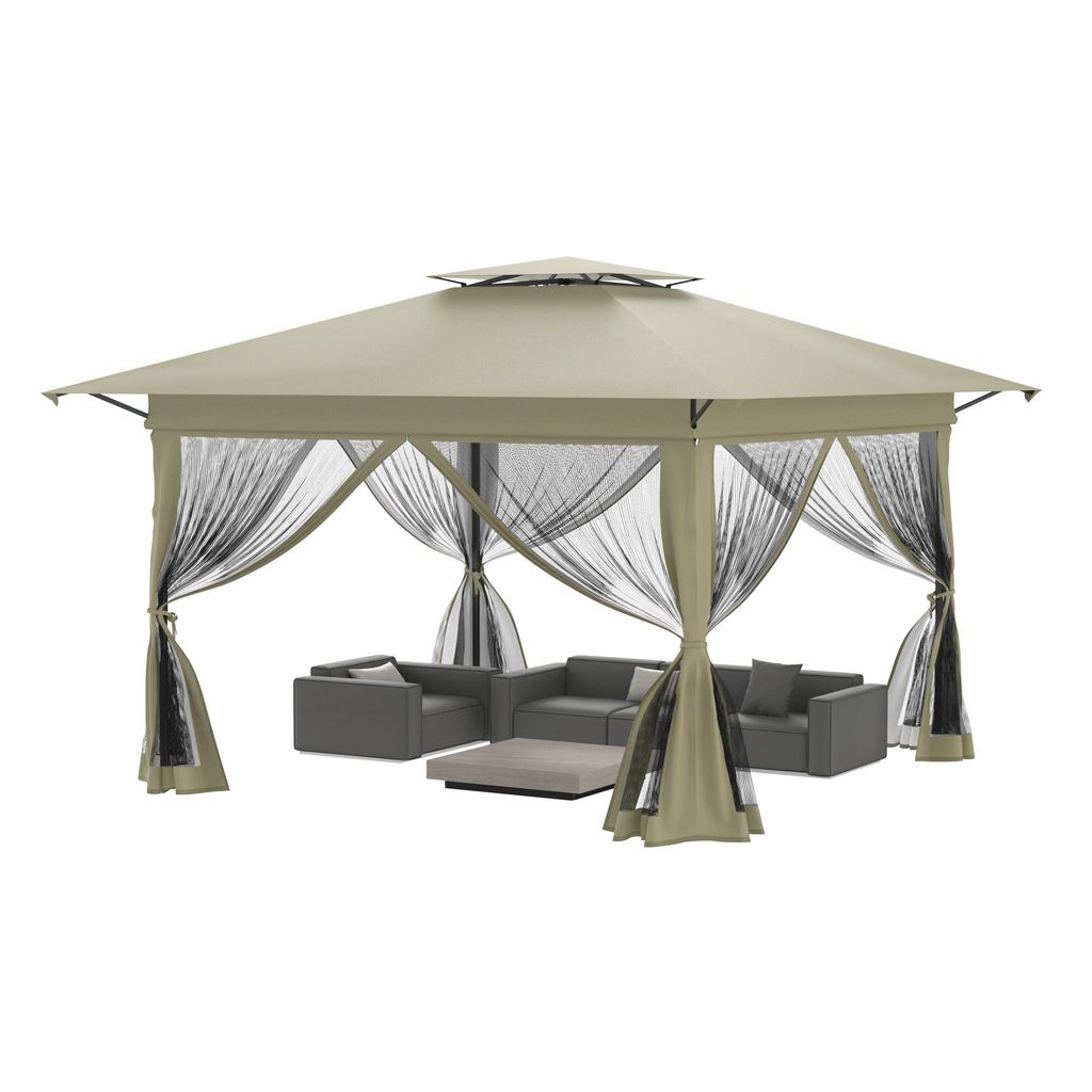 Kiosque de jardin XMTECH, kiosque pop-up 3 x 3 m avec toit Image du produit 