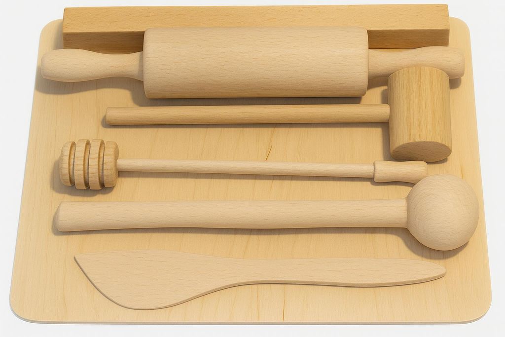 Teigbrett Mini Holz 23,5 cm – Backset für Kinder