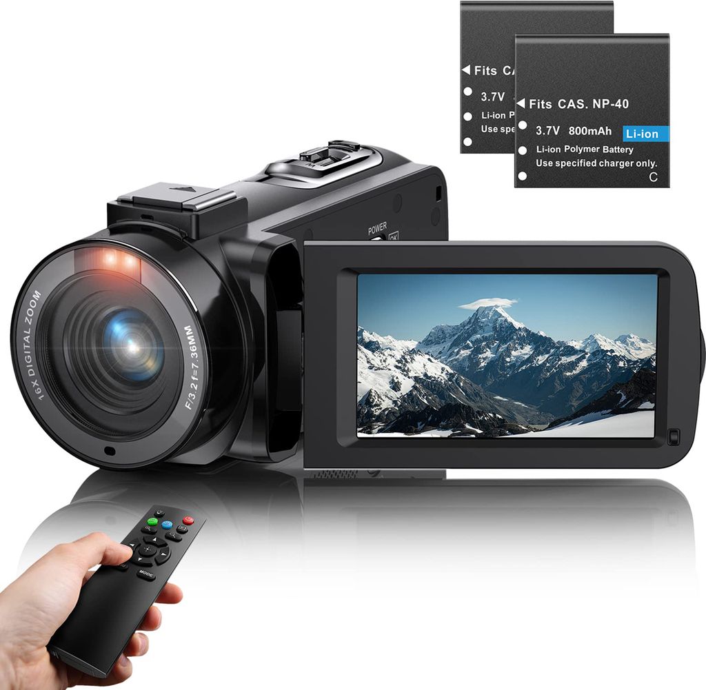 Videokamera, Camcorder, Digitalkamera, 1080P 30FPS 36MP Videorecorder, DV Camcorder Recorder mit IR Nachtsicht 3.0 '' IPS-Bildschirm 16X Digital Zoom
