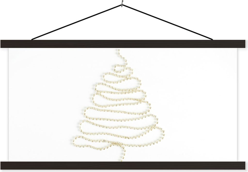 MuchoWow Textilposter Winter - Perlen - Weihnachtsbaum 60x30 cm mit schwarzem Rahmen - Textilien
