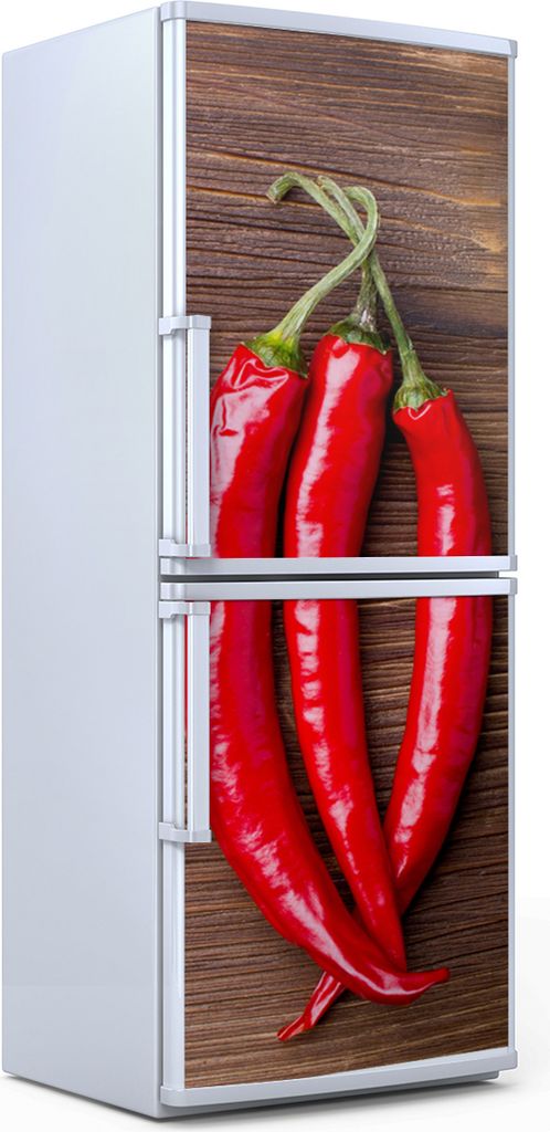 Kühlschrankdekoration 60x180 cm Aufkleber auf dem Kühlschrank - Chilischote Paprika