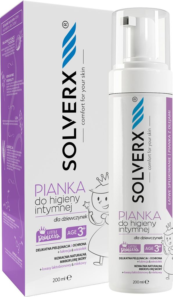 SOLVERX Sensitive Haut Intimhygieneschaum für Mädchen 3+ 200ml