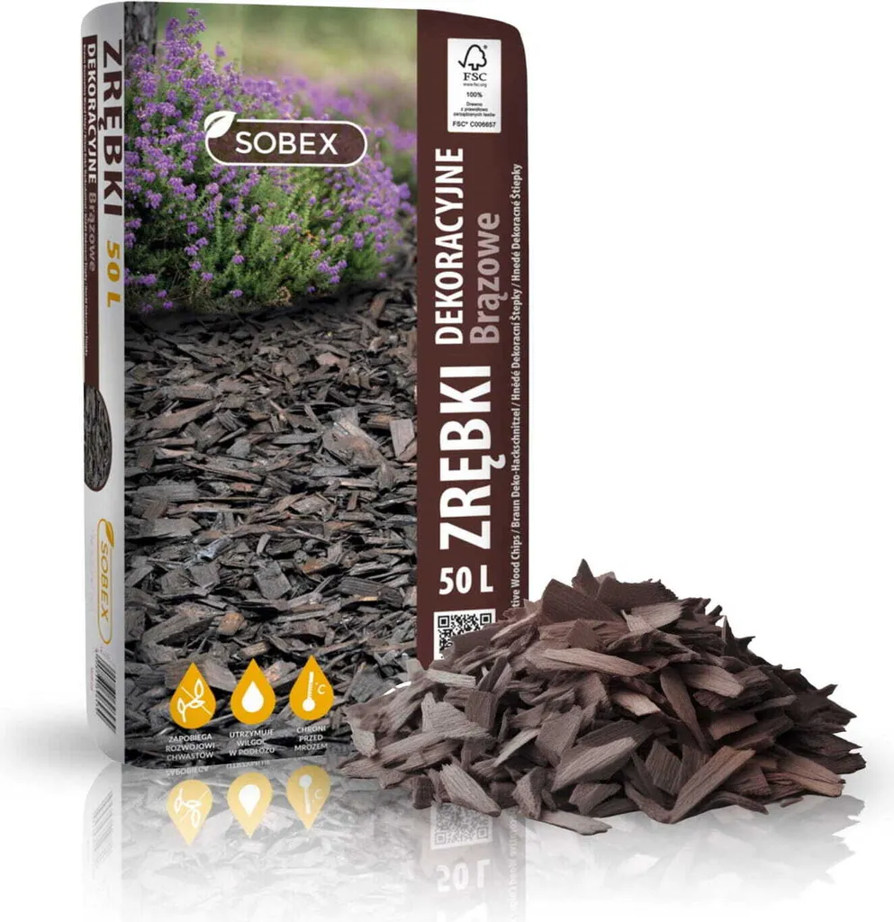 Anti-mauvaises herbes copeaux bois marron 50L - Jardin propre et sain