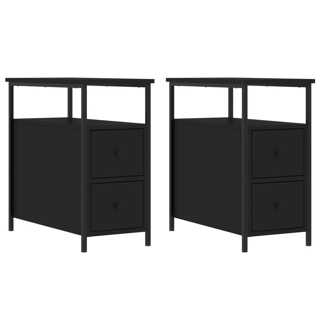 Comodini Neri SYFAX 2pz 30x60x60 Legno Multistrato Chic e Moderni