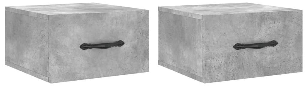 vidaXL Mesitas de noche de pared, 2 unidades, color gris Imagen del producto 