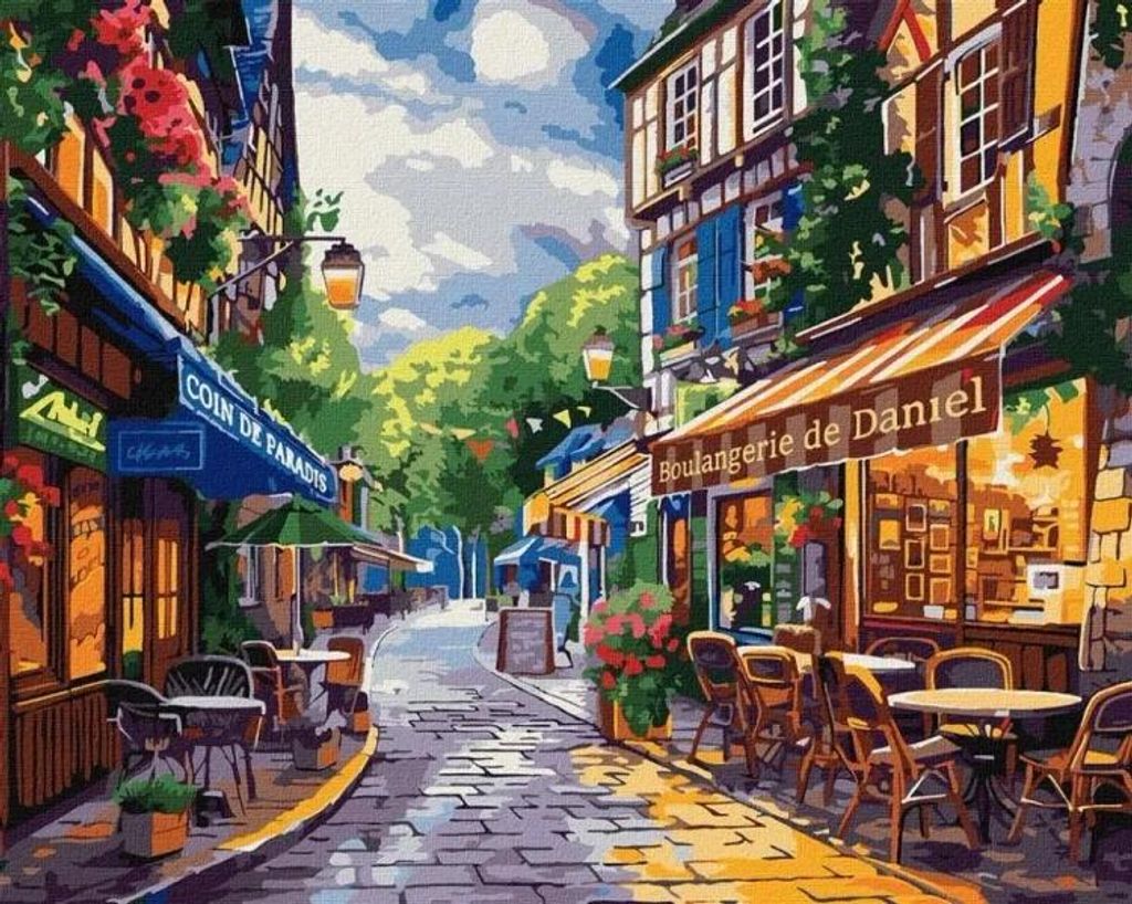 Malen nach Zahlen – Straße in Frankreich 40 x 50 cm – Ideyka
