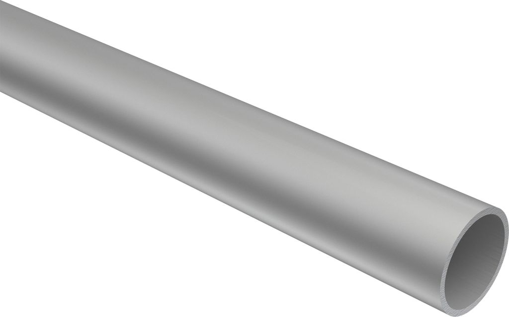 Interdeco Rundrohr / Metallrohr für Gardinenstangen 16 mm Ø Silbergrau, 180 cm