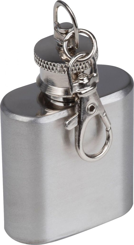 Mini Flachmann mit Schlüsselanhänger / aus Edelstahl / 30 ml