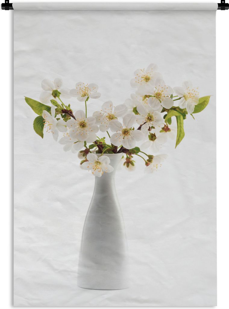 MuchoWow Wandteppich Wandbehang Stilleben - Vase - Blumen 60x90 cm Tapisserie Dekoration Wandtuch - Foto-Teppich - Abwaschbar