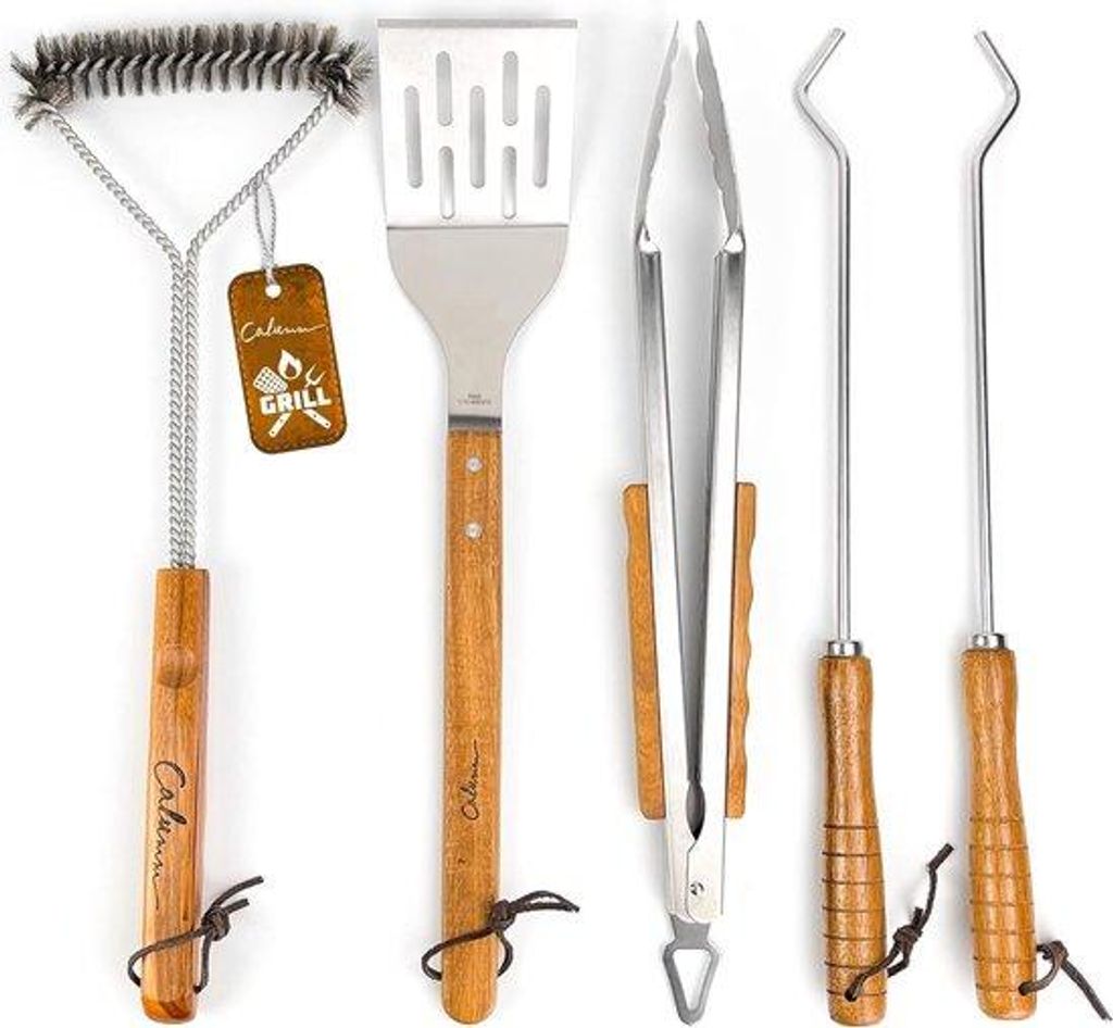 Barbecue-Geräte, hochwertiges Stahl-BBQ-Set, mit tragbarem Aufbewahrungsbehälter, ideal für Männer, mit Fleischthermometer, Geschenk.