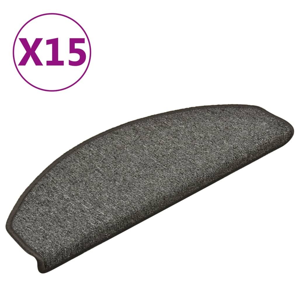 vidaXL Stufenmatten 15 Stk. 65x24x4 cm Dunkelgrau Halbrund Groß