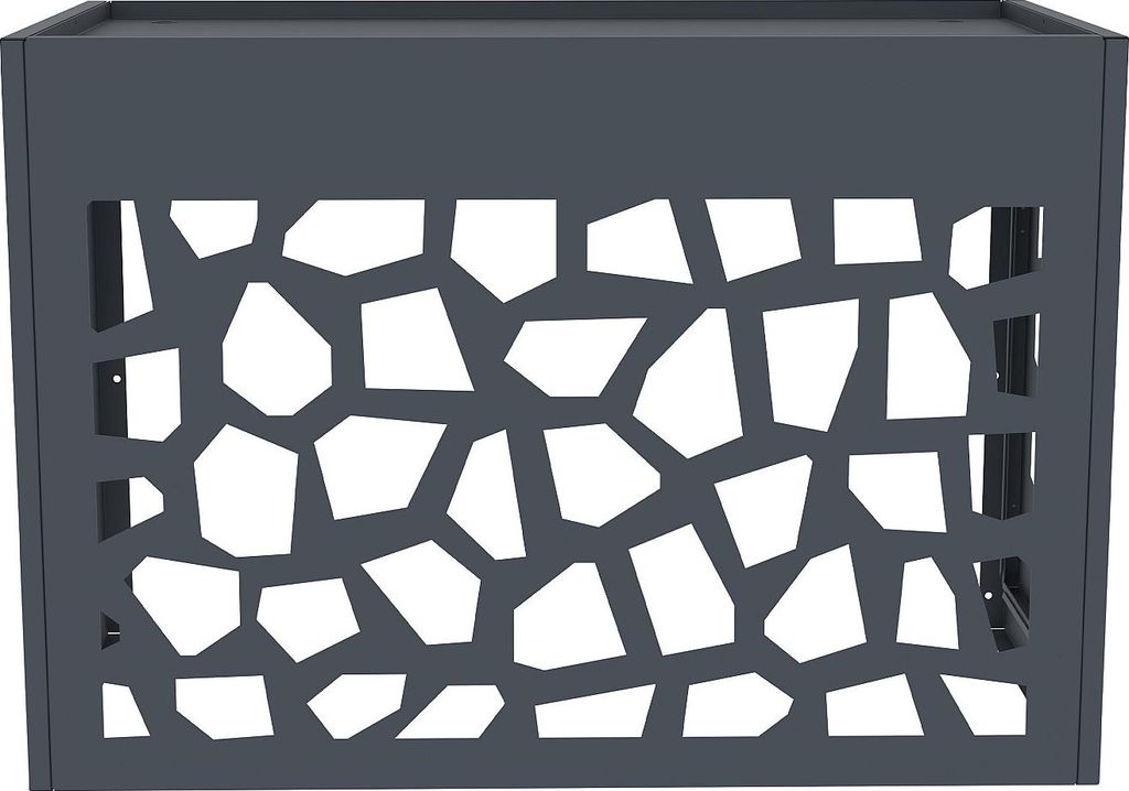 Klimaanlagen-/Wärmepumpenabdeckung aus durchbrochenem Aluminium - Mit Tür - Anthrazit - KAZOMA