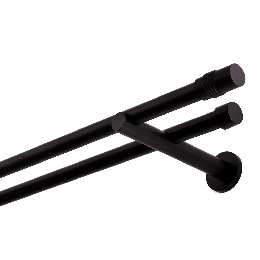 Bastone Tende Doppio Metallo Nero 200cm - Robusto e Funzionale