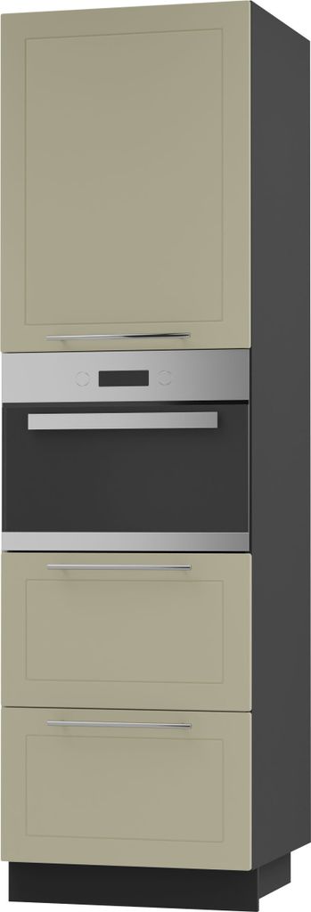 Backofenschrank KVANTUM Teilauszug 60cm Korpus- & Frontfarbe wählbar (Q-D14/RU/2M/356),vanille matt,schwarz