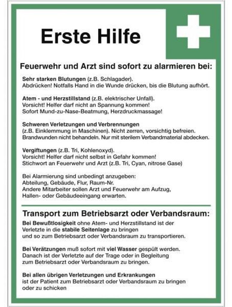 Dreifke Schild Erste-Hilfe-Tafel, Kunststoff, 297x420 mm