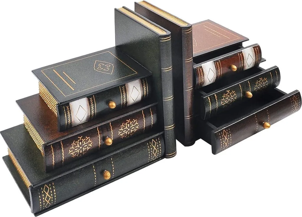 Set Fermalibri Vintage in Legno - Organizer Scrivania Studio Professionale