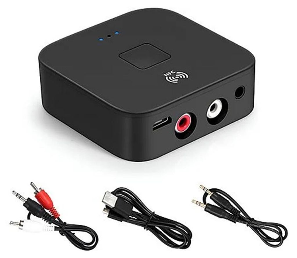 AIORBER Bluetooth Sender Empfänger, 5.3 NFC Musikempfänger HiFi-Audio-Adapter, 2RCA ,für Auto, Lautsprecher & Heimkino,10m Reichweite, Schwarz